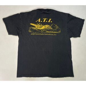 VINTAGE Airlift Technologies International ATI Graphic T-shirt Men Large Black